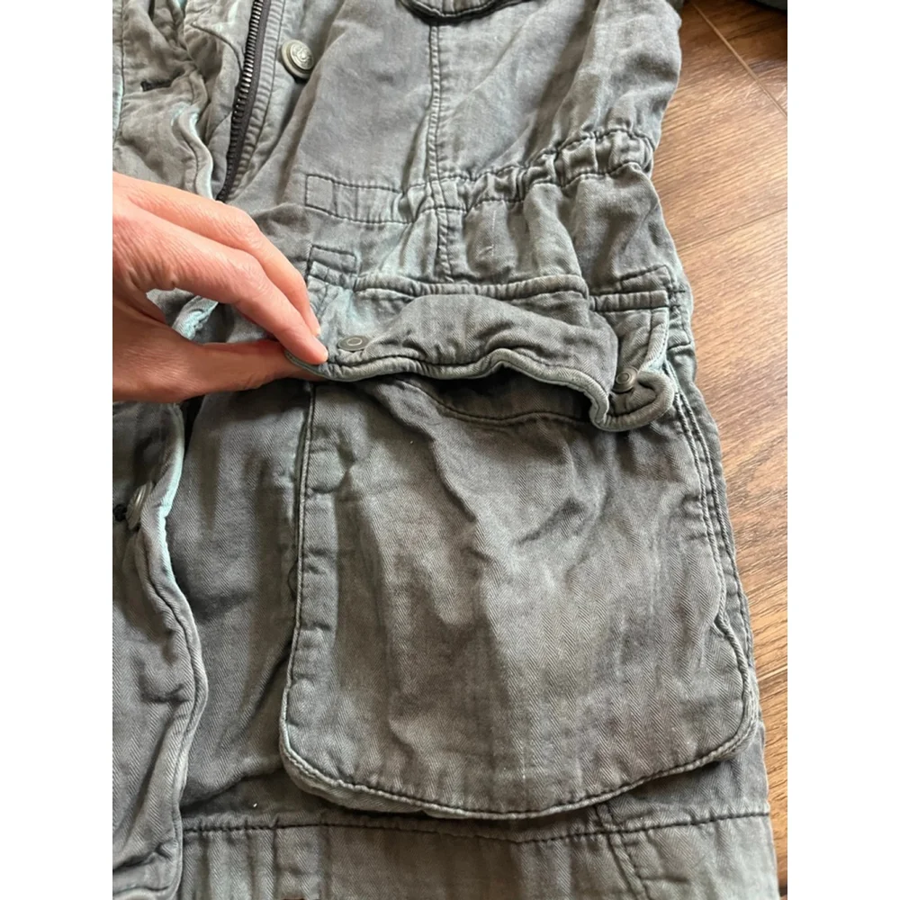 Free People double cloth jacket military drawstring M